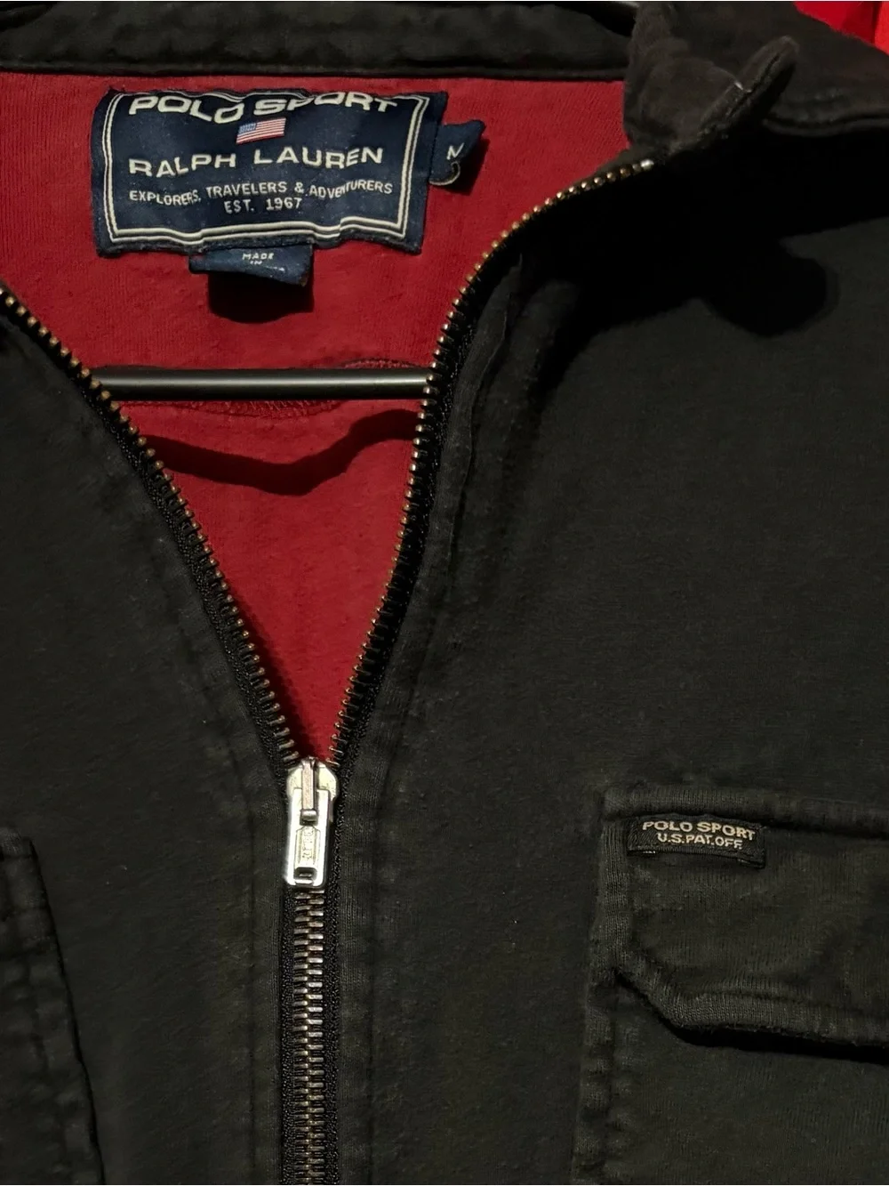 Polo Sport Ralph Lauren 1/4 1/2 zip black pocketed pullover sweater medium GUC